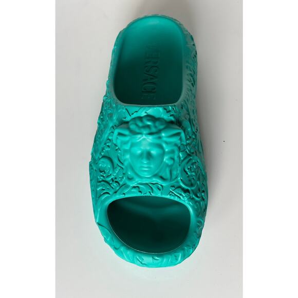 NIB $525 Versace Medusa Head Slides Pool Sandals Turquoise 12 US (45) 1005746 IT - Picture 3 of 15